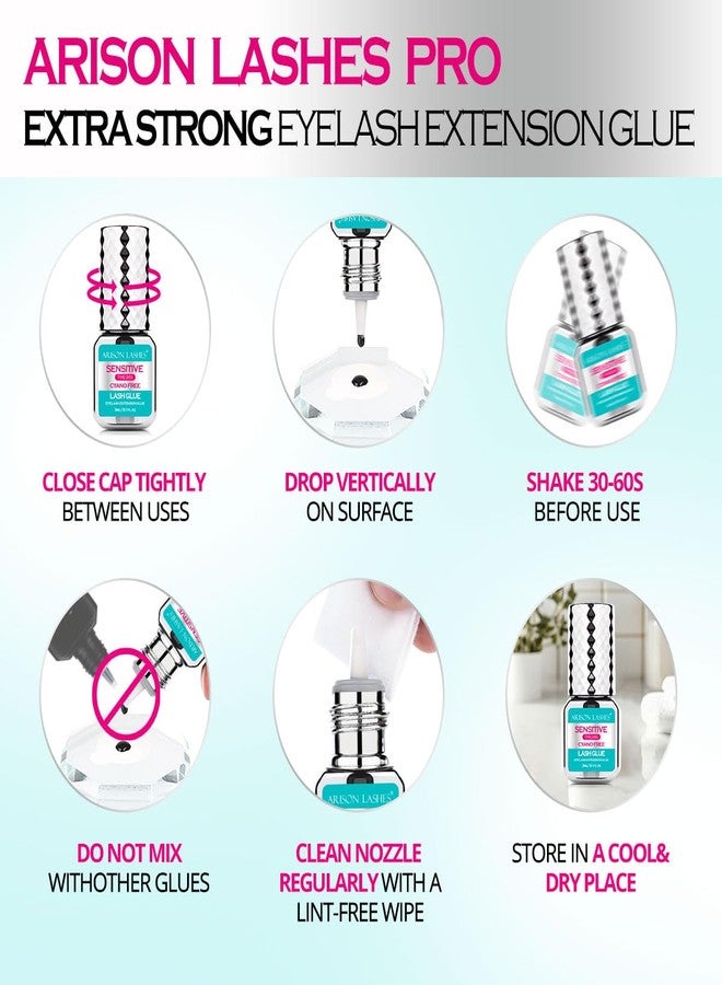 أريسون لاشز غراء رموش مناسب للحساسية، وقت الجفاف من 3 إلى 4 ثوانٍ، ثبات يدوم من 5 إلى 6 أسابيع، قوة ربط فائقة، غراء رموش أسود يدوم طويلاً (3 مل) - Image 3